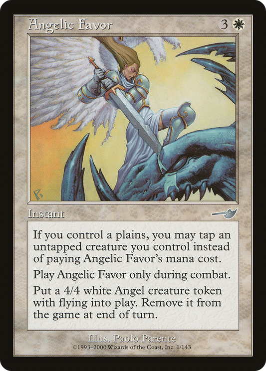 Angelic Favor (NEM-001) - Nemesis - Premium MTG Single from Wizards of the Coast - Just $0.25! Shop now at Game Crave Tournament Store