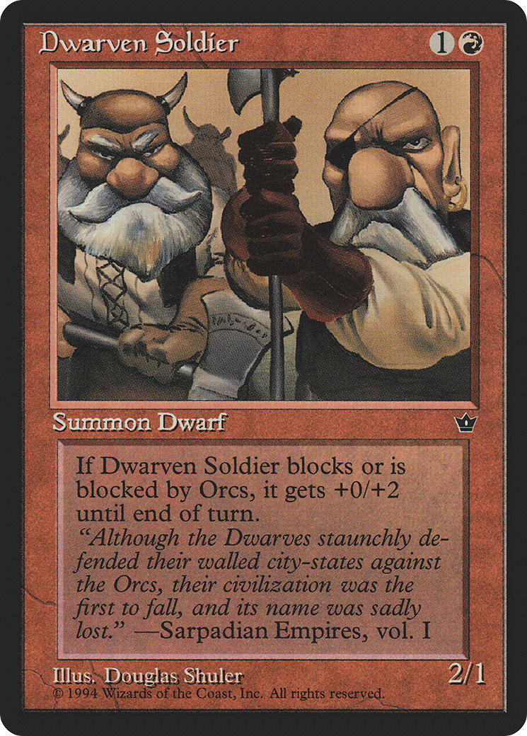 Dwarven Soldier (FEM-53C) - Fallen Empires - Premium MTG Single from Wizards of the Coast - Just $0.25! Shop now at Game Crave Tournament Store