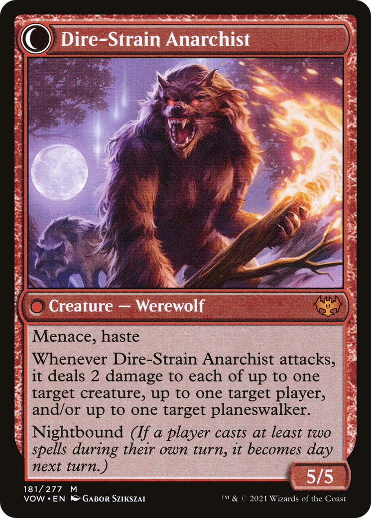 Volatile Arsonist // Dire-Strain Anarchist (VOW-181) - Innistrad: Crimson Vow: (Double Faced Transform) Foil - Premium MTG Single from Wizards of the Coast - Just $0.89! Shop now at Game Crave Tournament Store