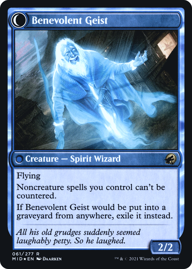 Malevolent Hermit // Benevolent Geist (PMID-61S) - Innistrad: Midnight Hunt Promos: (Double Faced Transform) Foil - Premium MTG Single from Wizards of the Coast - Just $1.50! Shop now at Game Crave Tournament Store