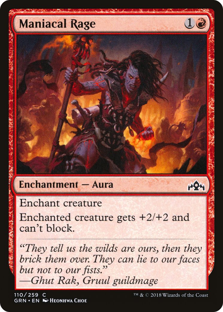 Maniacal Rage (GRN-110) - Guilds of Ravnica - Premium MTG Single from Wizards of the Coast - Just $0.25! Shop now at Game Crave Tournament Store