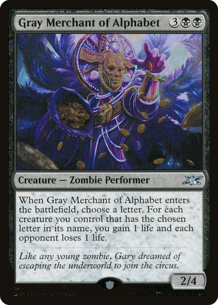 Gray Merchant of Alphabet (UNF-361) - Unfinity Foil - Premium MTG Single from Wizards of the Coast - Just $2.02! Shop now at Game Crave Tournament Store
