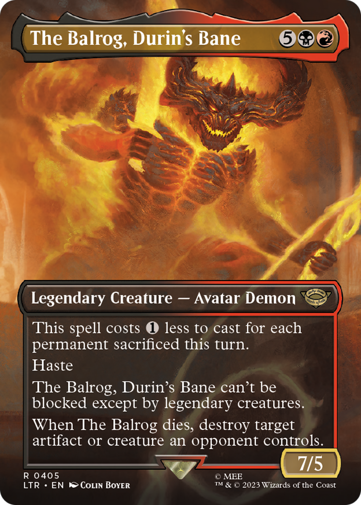 The Balrog, Durin's Bane (LTR-405) - The Lord of the Rings: Tales of Middle-earth (Borderless) Foil - Premium MTG Single from Wizards of the Coast - Just $0.20! Shop now at Game Crave Tournament Store