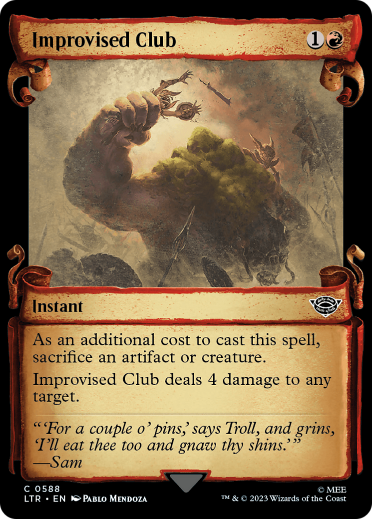 Improvised Club (LTR-588) - The Lord of the Rings: Tales of Middle-earth: (Showcase) - Premium MTG Single from Wizards of the Coast - Just $0.25! Shop now at Game Crave Tournament Store