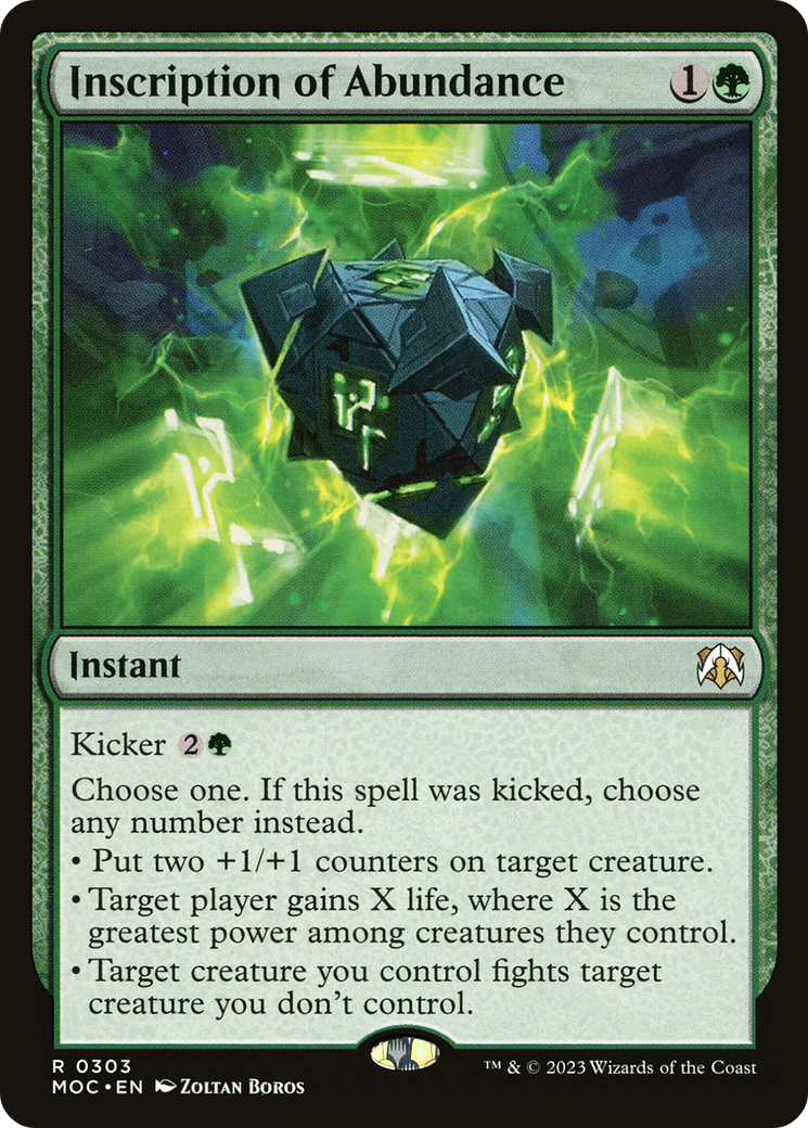 Inscription of Abundance (MOC-303) - March of the Machine Commander - Premium MTG Single from Wizards of the Coast - Just $0.26! Shop now at Game Crave Tournament Store
