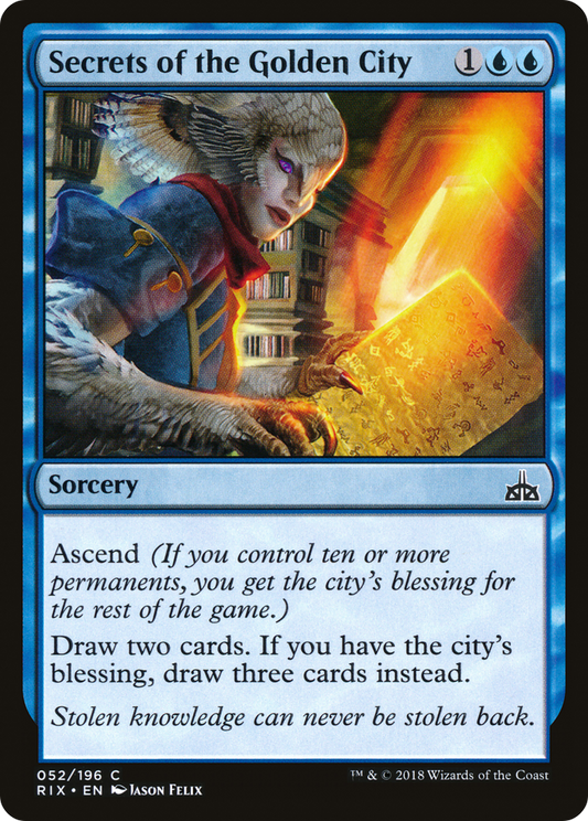Secrets of the Golden City (RIX-052) - Rivals of Ixalan - Premium MTG Single from Wizards of the Coast - Just $0.25! Shop now at Game Crave Tournament Store