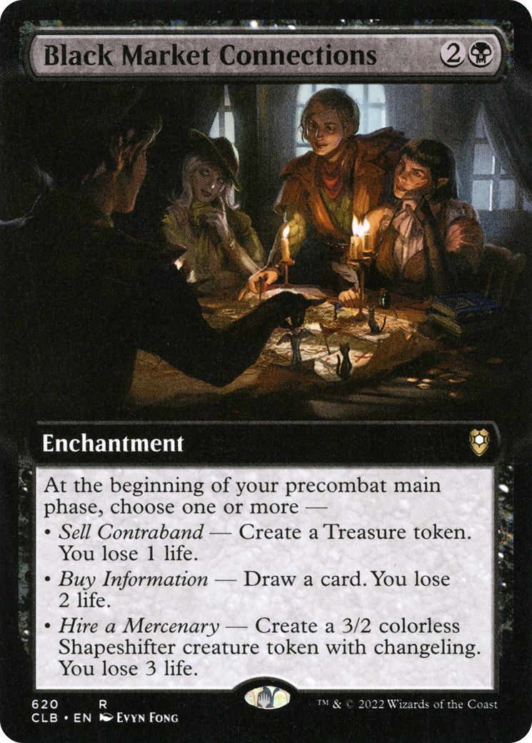 Black Market Connections (CLB-620) - Commander Legends: Battle for Baldur's Gate: (Extended Art) - Premium MTG Single from Wizards of the Coast - Just $3.53! Shop now at Game Crave Tournament Store