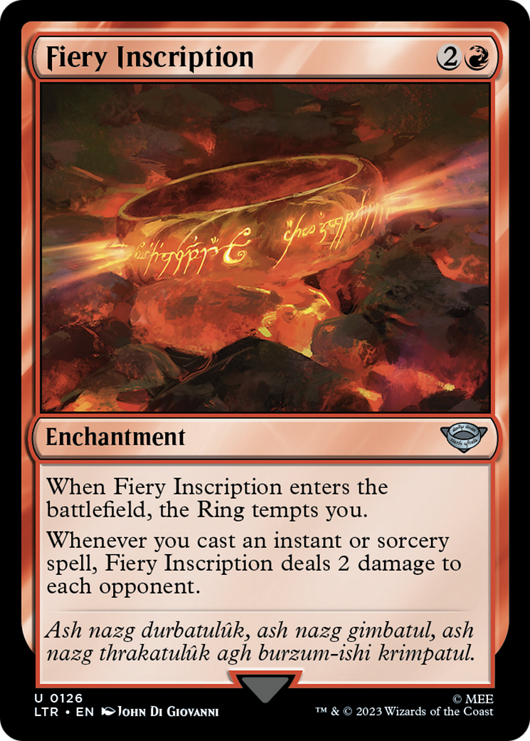 Fiery Inscription (LTR-126) - The Lord of the Rings: Tales of Middle-earth Foil - Premium MTG Single from Wizards of the Coast - Just $0.10! Shop now at Game Crave Tournament Store
