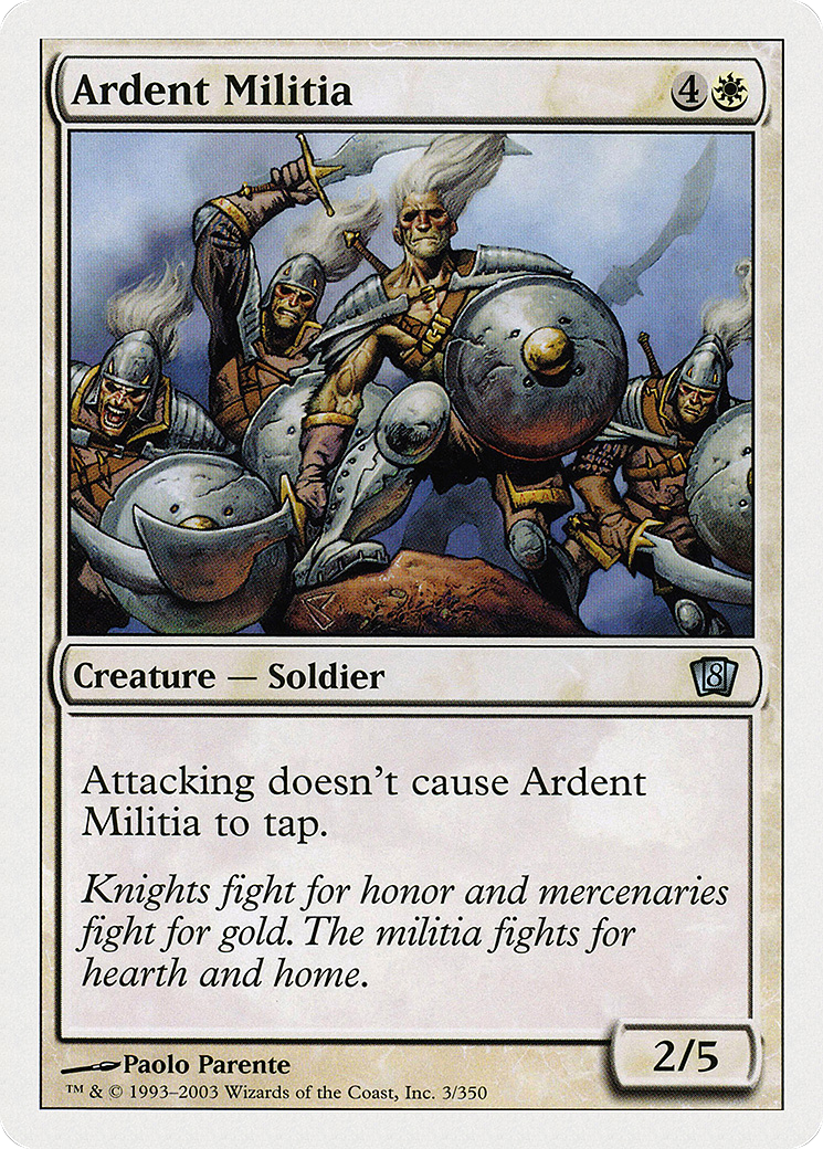 Ardent Militia (8ED-003) - Eighth Edition - Premium MTG Single from Wizards of the Coast - Just $0.08! Shop now at Game Crave Tournament Store