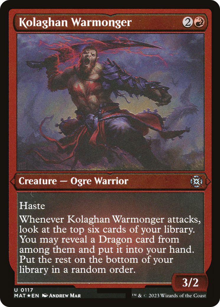 Kolaghan Warmonger (MAT-117) - March of the Machine: The Aftermath Etched Foil - Premium MTG Single from Wizards of the Coast - Just $0.22! Shop now at Game Crave Tournament Store