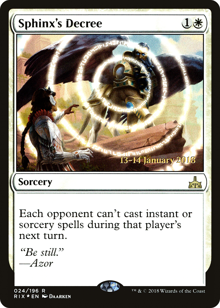 Sphinx's Decree (PRIX-24S) - Rivals of Ixalan Promos Foil - Premium MTG Single from Wizards of the Coast - Just $0.22! Shop now at Game Crave Tournament Store