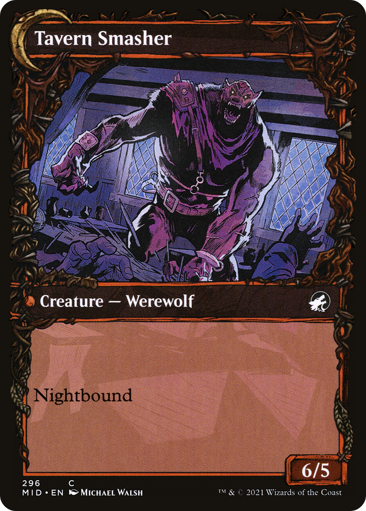 Tavern Ruffian // Tavern Smasher (MID-296) - Innistrad: Midnight Hunt: (Showcase, Double Faced Transform) Foil - Premium MTG Single from Wizards of the Coast - Just $0.08! Shop now at Game Crave Tournament Store