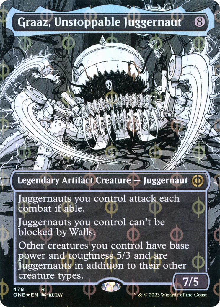 Graaz, Unstoppable Juggernaut (ONE-478) - Phyrexia: All Will Be One: (Showcase) (Borderless) Foil - Premium MTG Single from Wizards of the Coast - Just $1.06! Shop now at Game Crave Tournament Store