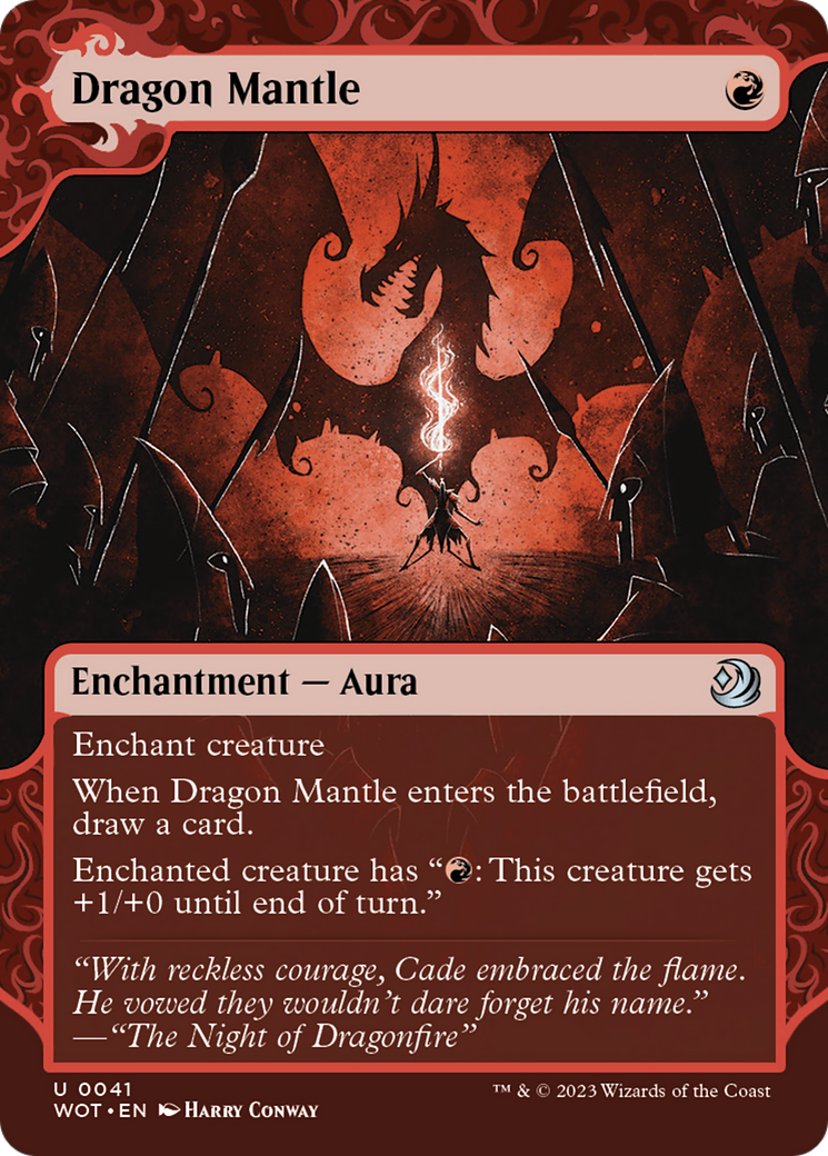 Dragon Mantle (WOT-041) - Wilds of Eldraine: Enchanting Tales: (Showcase) (Borderless) - Premium MTG Single from Wizards of the Coast - Just $0.08! Shop now at Game Crave Tournament Store