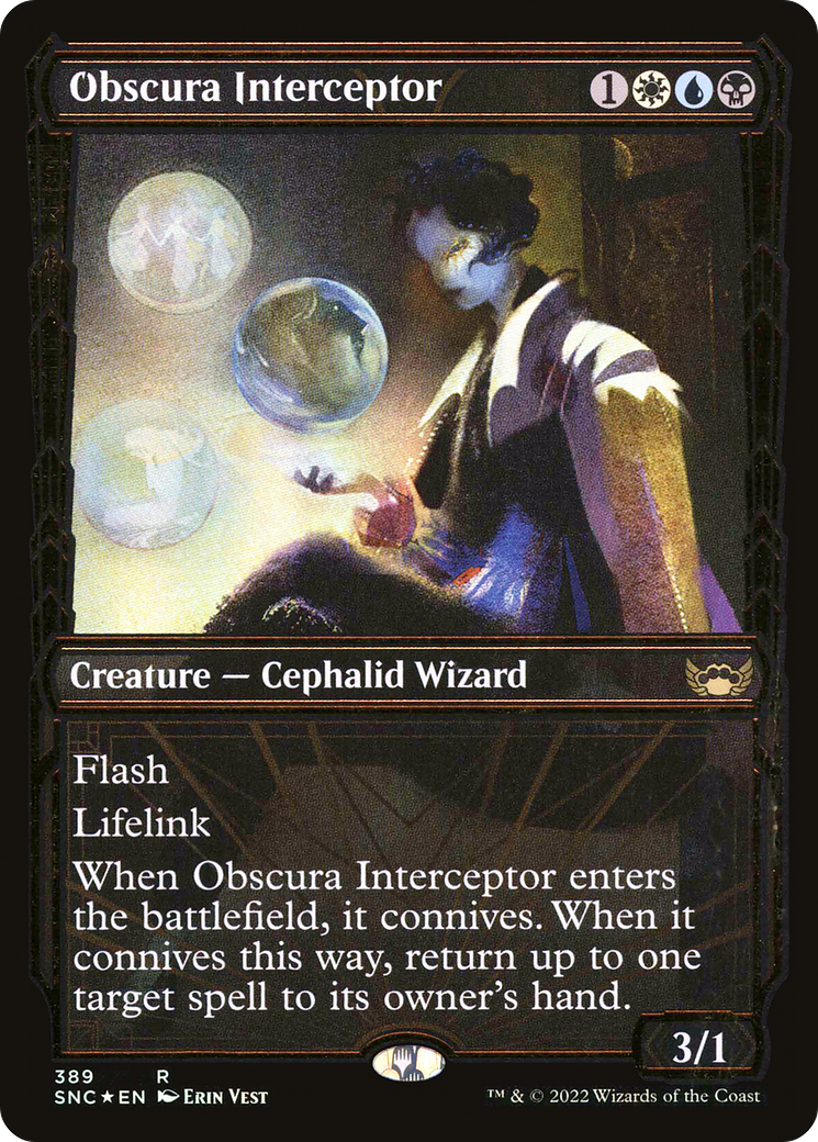Obscura Interceptor (SNC-389) - Streets of New Capenna: (Showcase) Foil - Premium MTG Single from Wizards of the Coast - Just $0.15! Shop now at Game Crave Tournament Store