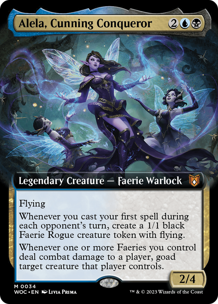 Alela, Cunning Conqueror (WOC-034) - Wilds of Eldraine Commander: (Extended Art) Foil - Premium MTG Single from Wizards of the Coast - Just $2.25! Shop now at Game Crave Tournament Store