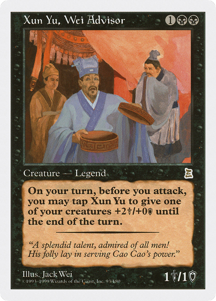 Xun Yu, Wei Advisor (PTK-093) - Portal Three Kingdoms - Premium MTG Single from Wizards of the Coast - Just $11.06! Shop now at Game Crave Tournament Store