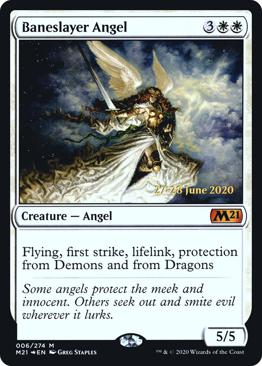 Baneslayer Angel (PM21-06S) - Core Set 2021 Promos Foil - Premium MTG Single from Wizards of the Coast - Just $5.28! Shop now at Game Crave Tournament Store