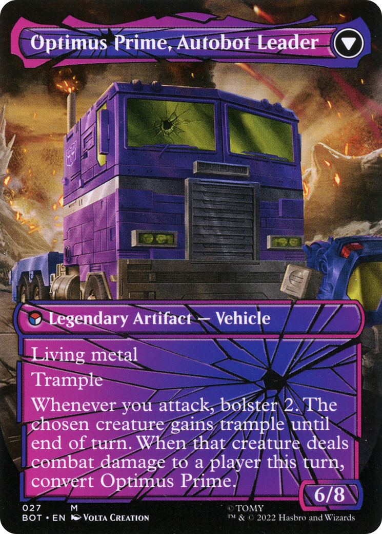 Optimus Prime, Hero // Optimus Prime, Autobot Leader (BOT-027) - Transformers: (shatteredglass, convertdfc) (Borderless) Foil - Premium MTG Single from Wizards of the Coast - Just $85.57! Shop now at Game Crave Tournament Store