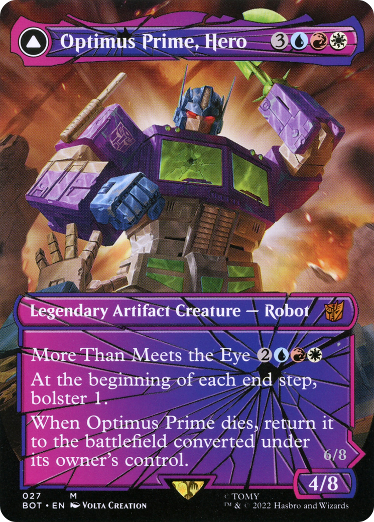 Optimus Prime, Hero // Optimus Prime, Autobot Leader (BOT-027) - Transformers: (shatteredglass, convertdfc) (Borderless) Foil - Premium MTG Single from Wizards of the Coast - Just $85.57! Shop now at Game Crave Tournament Store