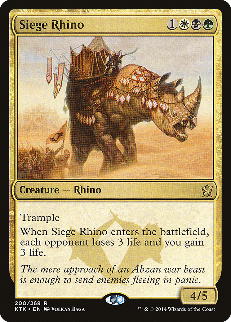 Siege Rhino (KTK-200) - Khans of Tarkir - Premium MTG Single from Wizards of the Coast - Just $0.08! Shop now at Game Crave Tournament Store