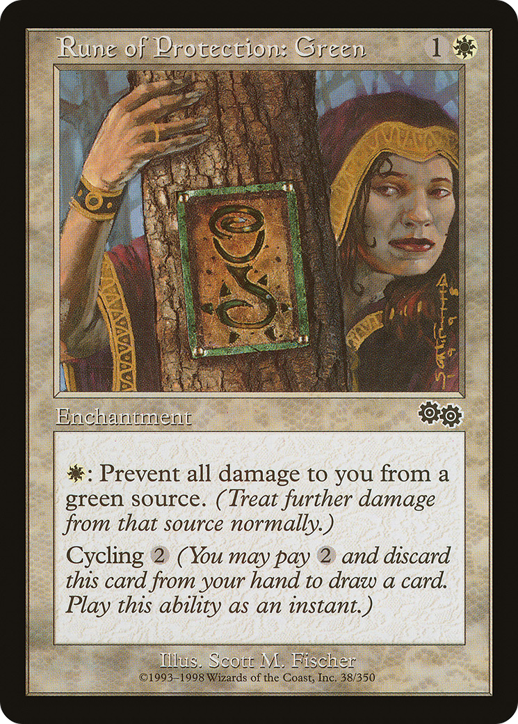 Rune of Protection: Green (USG-038) - Urza's Saga - Premium MTG Single from Wizards of the Coast - Just $0.08! Shop now at Game Crave Tournament Store