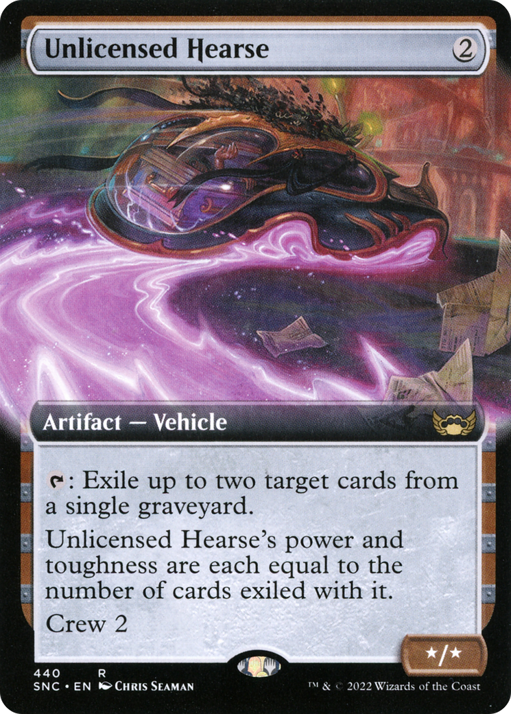 Unlicensed Hearse (SNC-440) - Streets of New Capenna: (Extended Art) Foil - Premium MTG Single from Wizards of the Coast - Just $0.49! Shop now at Game Crave Tournament Store