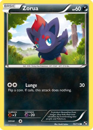 Zorua 70/114 - Black & White - Premium Pokemon Single from Nintendo - Just $0.25! Shop now at Game Crave Tournament Store