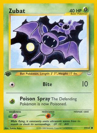 Zubat 59/64 - Neo Revelation Unlimited - Premium Pokemon Single from Nintendo - Just $0.30! Shop now at Game Crave Tournament Store