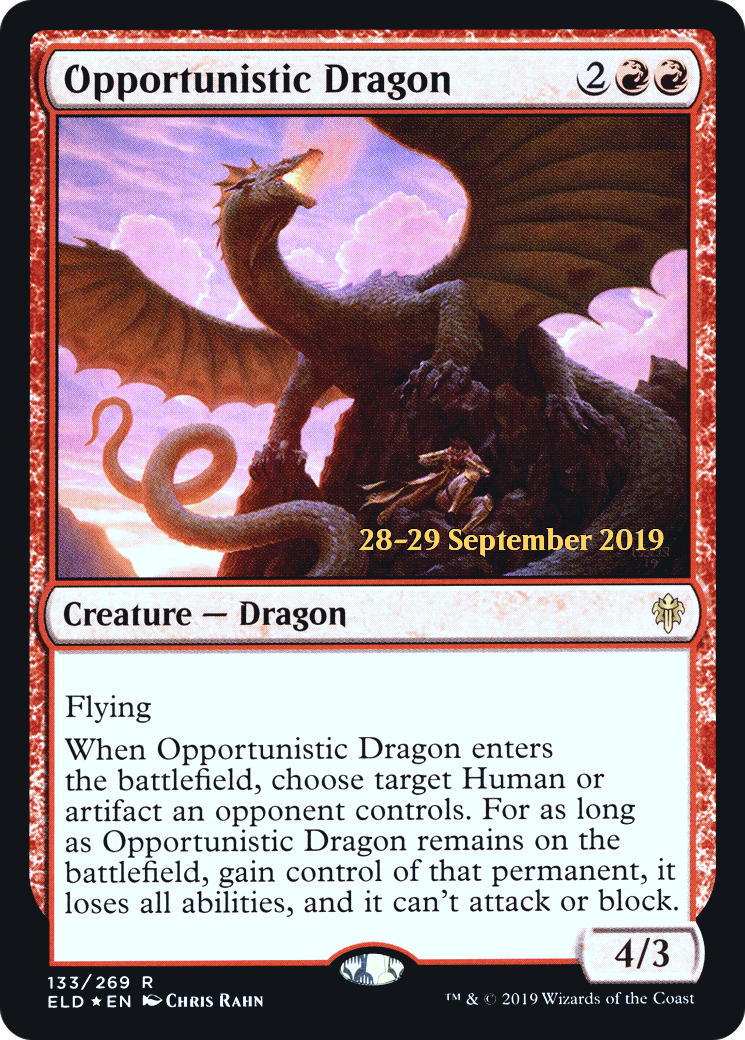 Opportunistic Dragon (PELD-133S) - Throne of Eldraine Promos Foil - Premium MTG Single from Wizards of the Coast - Just $0.38! Shop now at Game Crave Tournament Store