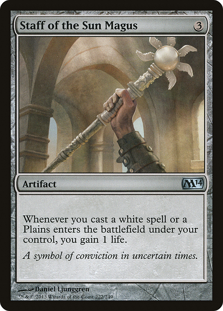 Staff of the Sun Magus (M14-222) - Magic 2014 Foil - Premium MTG Single from Wizards of the Coast - Just $0.08! Shop now at Game Crave Tournament Store