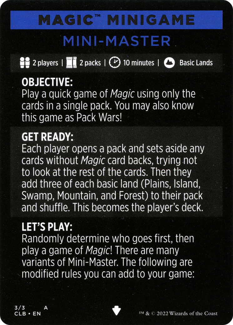 Mini-Master // Mini-Master (cont'd) (MCLB-003) - Commander Legends: Battle for Baldur's Gate Minigames - Premium MTG Single from Wizards of the Coast - Just $0! Shop now at Game Crave Tournament Store