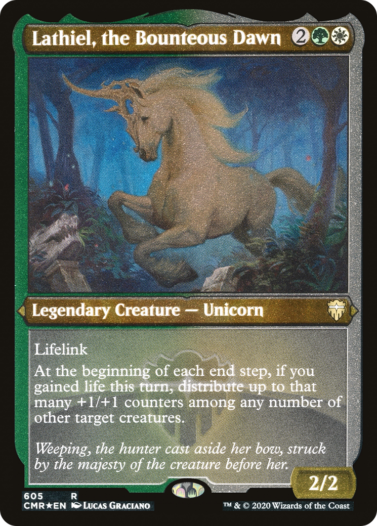 Lathiel, the Bounteous Dawn (CMR-605) - Commander Legends Etched Foil - Premium MTG Single from Wizards of the Coast - Just $0.10! Shop now at Game Crave Tournament Store