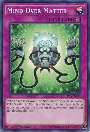 Mind Over Matter (BP03-EN209) - Battle Pack 3: Monster League 1st Edition - Premium Yugioh Single from Konami - Just $0.08! Shop now at Game Crave Tournament Store