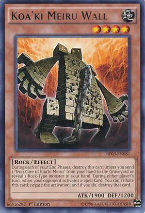 Koa'ki Meiru Wall (BP03-EN081) - Battle Pack 3: Monster League 1st Edition - Premium Yugioh Single from Konami - Just $0.08! Shop now at Game Crave Tournament Store