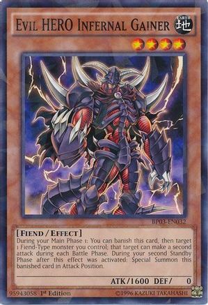 Evil HERO Infernal Gainer (Shatterfoil) (BP03-EN032) - Battle Pack 3: Monster League 1st Edition - Premium Yugioh Single from Konami - Just $1.26! Shop now at Game Crave Tournament Store