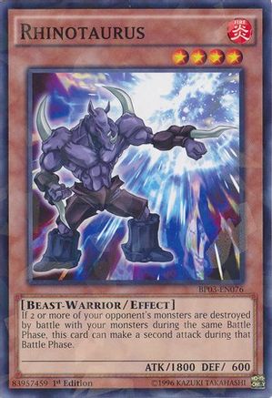Rhinotaurus (Shatterfoil) (BP03-EN076) - Battle Pack 3: Monster League 1st Edition - Premium Yugioh Single from Konami - Just $0.25! Shop now at Game Crave Tournament Store