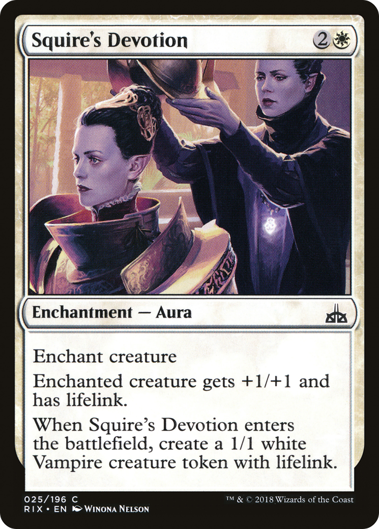 Squire's Devotion (RIX-025) - Rivals of Ixalan - Premium MTG Single from Wizards of the Coast - Just $0.25! Shop now at Game Crave Tournament Store