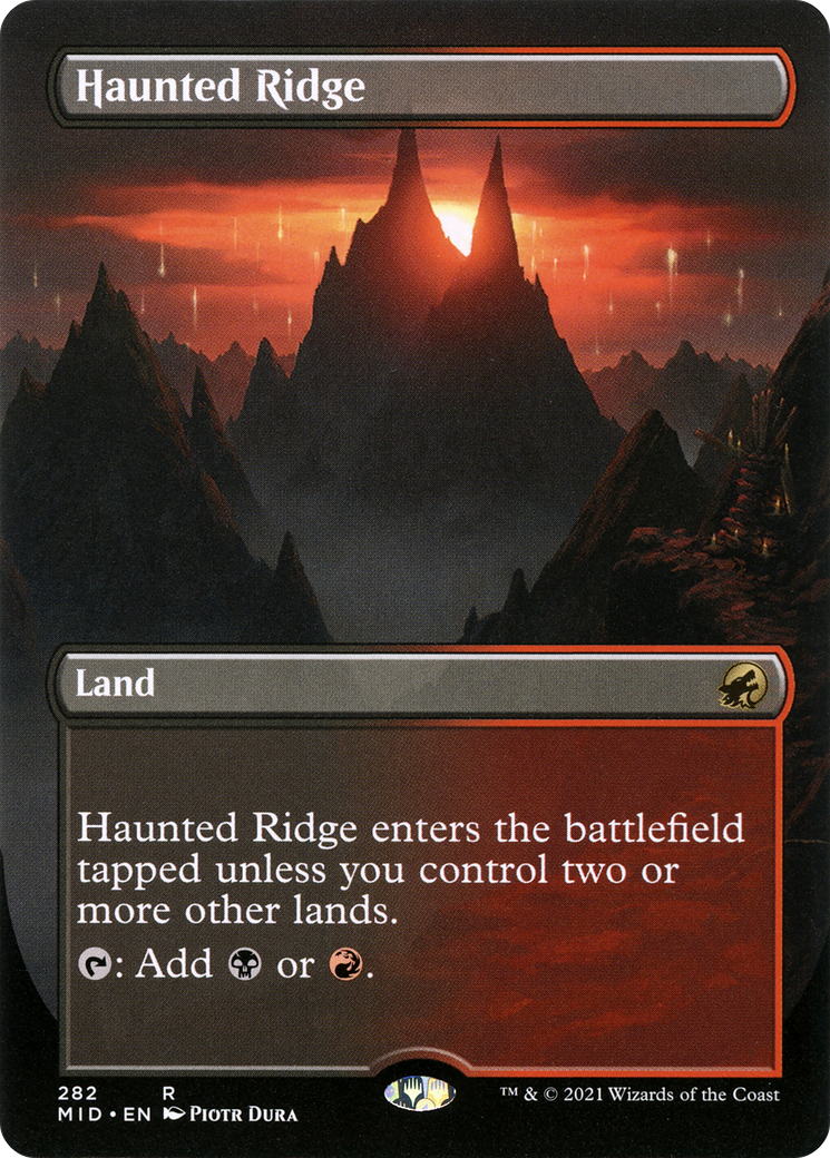 Haunted Ridge (MID-282) - Innistrad: Midnight Hunt (Borderless) Foil - Premium MTG Single from Wizards of the Coast - Just $2.12! Shop now at Game Crave Tournament Store