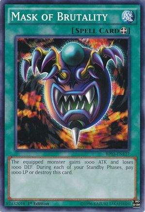 Mask of Brutality (BP03-EN137) - Battle Pack 3: Monster League 1st Edition - Premium Yugioh Single from Konami - Just $0.25! Shop now at Game Crave Tournament Store