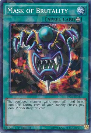 Mask of Brutality (Shatterfoil) (BP03-EN137) - Battle Pack 3: Monster League 1st Edition - Premium Yugioh Single from Konami - Just $0.08! Shop now at Game Crave Tournament Store