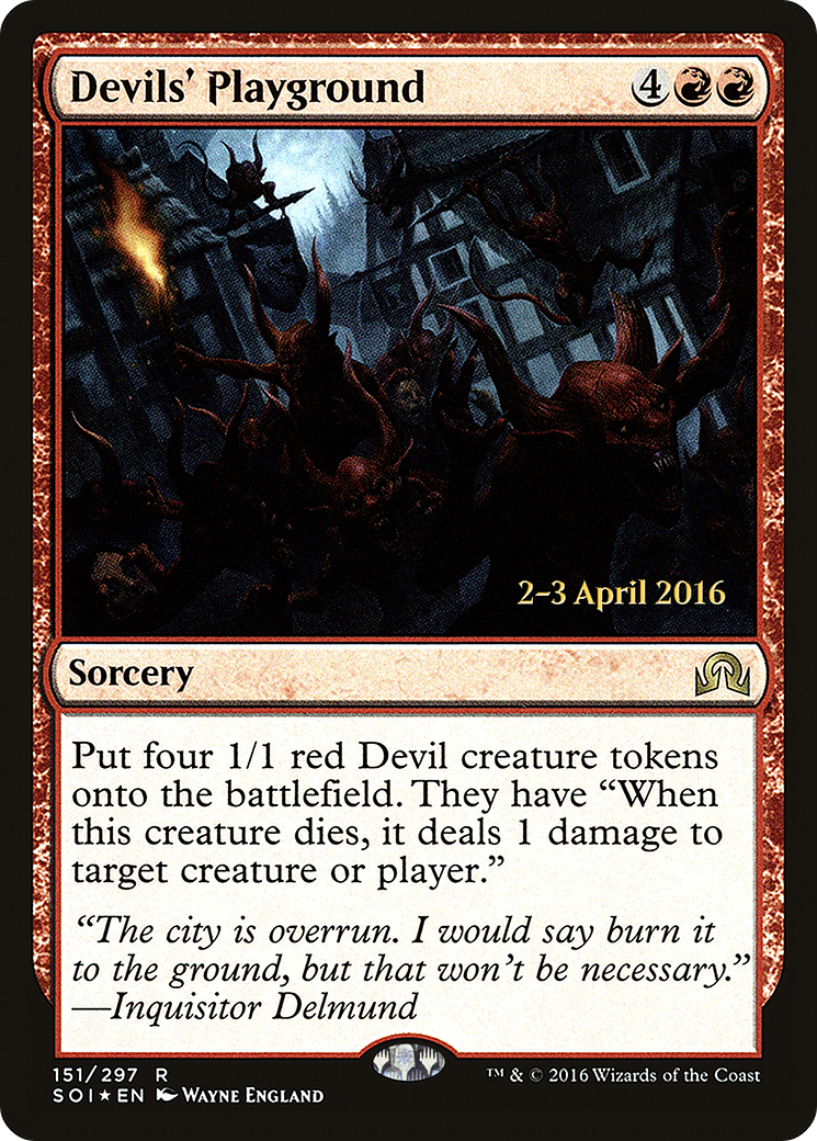 Devils' Playground (PSOI-151S) - Shadows over Innistrad Promos Foil - Premium MTG Single from Wizards of the Coast - Just $0.11! Shop now at Game Crave Tournament Store