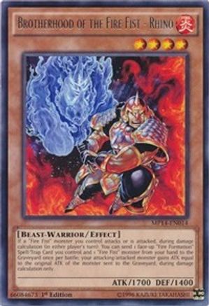 Brotherhood of the Fire Fist - Rhino (MP14-EN014) - 2014 Mega-Tins Mega Pack 1st Edition - Premium Yugioh Single from Konami - Just $0.25! Shop now at Game Crave Tournament Store