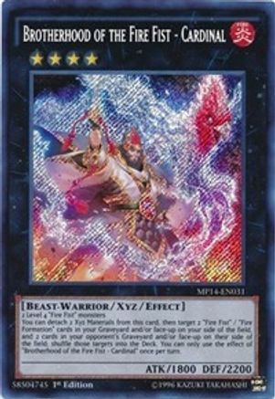 Brotherhood of the Fire Fist - Cardinal (MP14-EN031) - 2014 Mega-Tins Mega Pack 1st Edition - Premium Yugioh Single from Konami - Just $0.33! Shop now at Game Crave Tournament Store