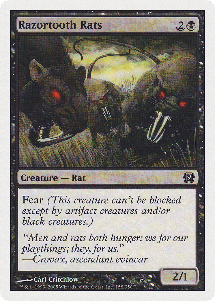 Razortooth Rats (9ED-158) - Ninth Edition - Premium MTG Single from Wizards of the Coast - Just $0.25! Shop now at Game Crave Tournament Store