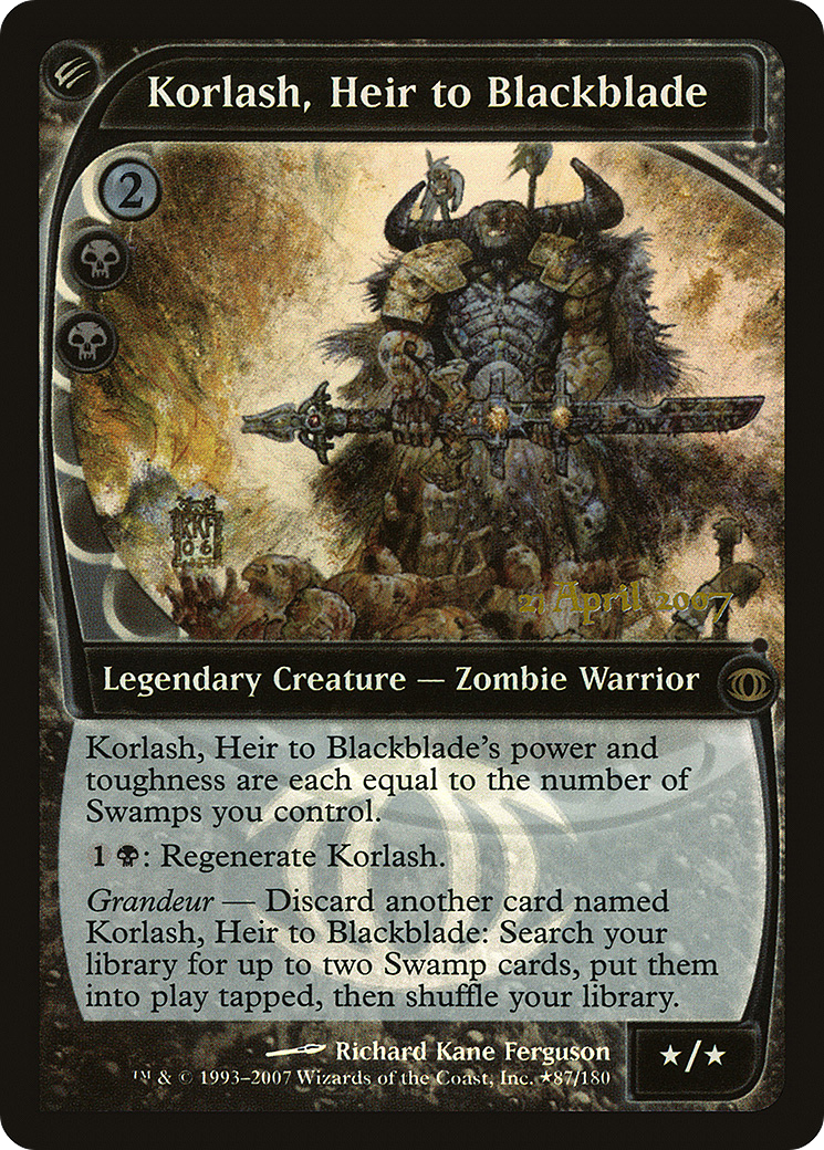 Korlash, Heir to Blackblade (PFUT-87★) - Future Sight Promos Foil - Premium MTG Single from Wizards of the Coast - Just $2.22! Shop now at Game Crave Tournament Store