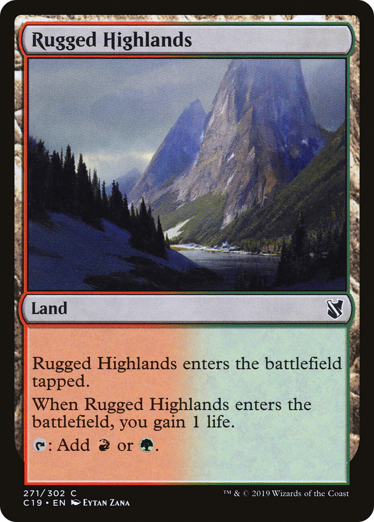 Rugged Highlands (C19-271) - Commander 2019 - Premium MTG Single from Wizards of the Coast - Just $0.08! Shop now at Game Crave Tournament Store