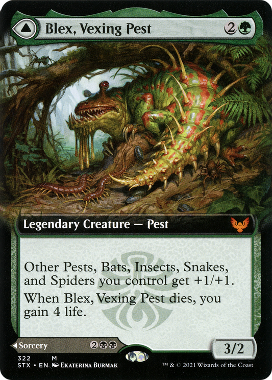 Blex, Vexing Pest // Search for Blex (STX-322) - Strixhaven: School of Mages: (Extended Art) Foil - Premium MTG Single from Wizards of the Coast - Just $2.78! Shop now at Game Crave Tournament Store