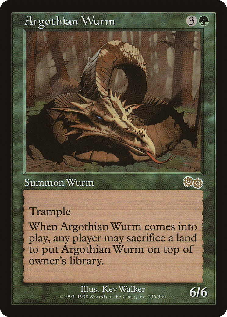 Argothian Wurm (USG-236) - Urza's Saga - Premium MTG Single from Wizards of the Coast - Just $0.66! Shop now at Game Crave Tournament Store
