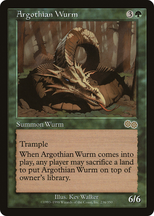 Argothian Wurm (USG-236) - Urza's Saga - Premium MTG Single from Wizards of the Coast - Just $0.66! Shop now at Game Crave Tournament Store